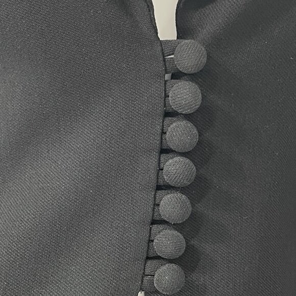 Bebe Vintage 90s Black Cinched Waist Long Blazer Wool Blend Made in USA, Size 4 - Picture 6 of 12